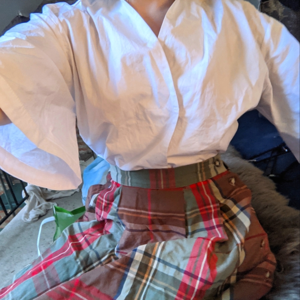 Vintage Petite Plaid Pleated Skirt w Pocket